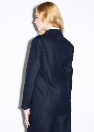 BLAZER DOPPIOPETTO IN TESSUTO SPINATO DARK SAPPHIRE