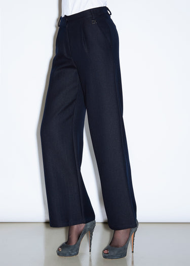 PANTALONE LUNGO IN TESSUTO SPINATO DARK SAPPHIRE