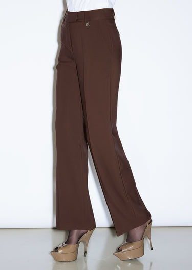 PANTALONE LUNGO A PALAZZO IN TESSUTO B-STRETCH CHOCOLATE