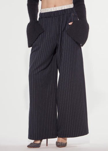 PANTALONE WIDE LUNGO GESSATO "ACADEMY" DARK SAPPHIRE