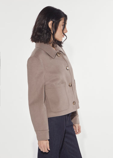 CROPPED JACKET WITH TAUPE EMBROIDERY