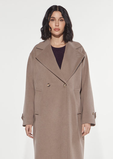 CAPPOTTO LUNGO CON RICAMO TAUPE