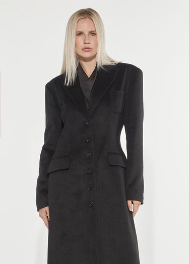 HOURGLASS LONG COAT IN WOOL BLEND BLACK