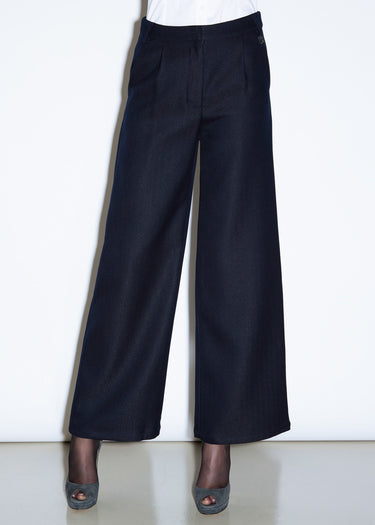 PANTALONE LUNGO IN TESSUTO SPINATO DARK SAPPHIRE