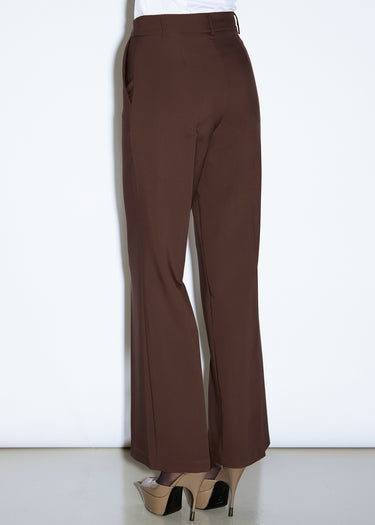 PANTALONE LUNGO A PALAZZO IN TESSUTO B-STRETCH CHOCOLATE