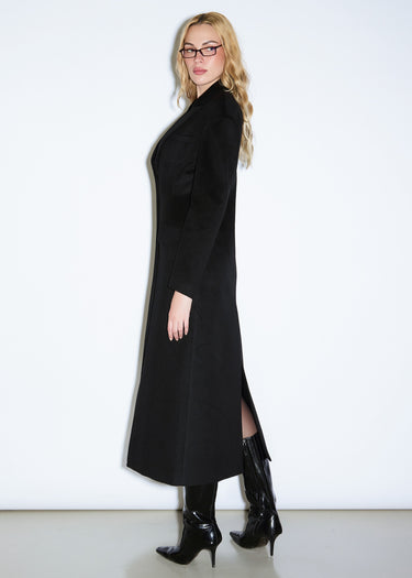 CAPPOTTO LUNGO HOURGLASS IN MISTO LANA BLACK