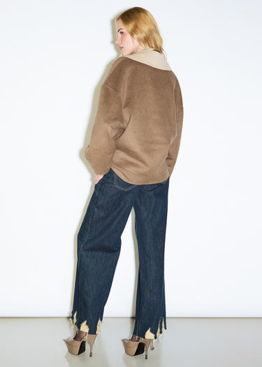 CABAN DOUBLE-FACE IN MISTO LANA BROWN-BEIGE
