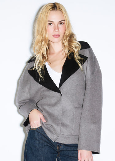 CABAN DOUBLE-FACE IN MISTO LANA GREY-BLACK