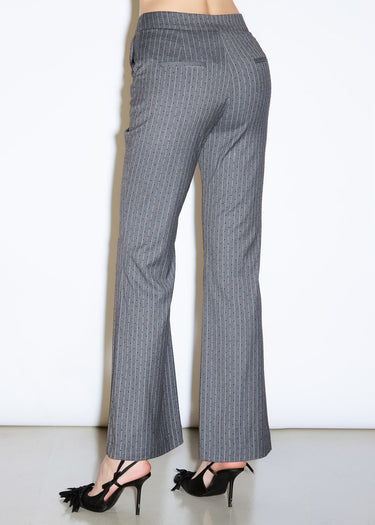 PANTALONE FLARE GESSATO CON STRASS GREY