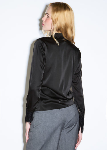 CAMICIA IN RASO CON DETTAGLI IN PIZZO BLACK