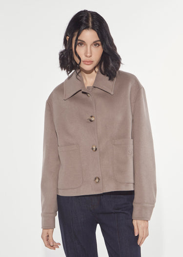 CROPPED JACKET WITH TAUPE EMBROIDERY