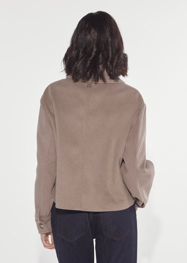 CROPPED JACKET WITH TAUPE EMBROIDERY