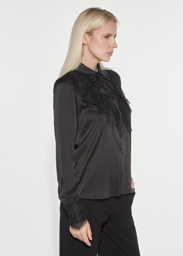 CAMICIA IN RASO CON DETTAGLI IN PIZZO BLACK