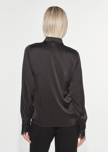 CAMICIA IN RASO CON DETTAGLI IN PIZZO BLACK