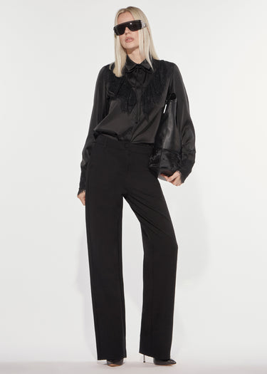 CAMICIA IN RASO CON DETTAGLI IN PIZZO BLACK