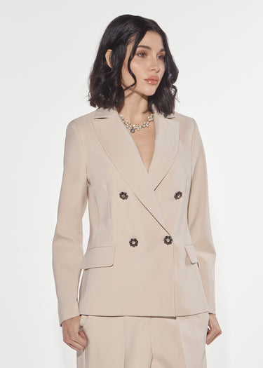 BLAZER DOPPIOPETTO CON BOTTONI GIOIELLO IVORY