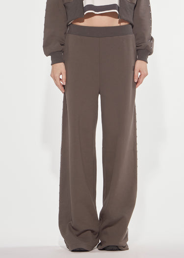 PANTALONE LUNGO IN FELPA CON BORCHIE ARMY GREY