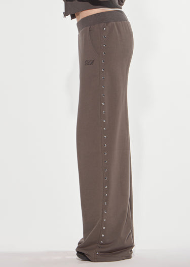 PANTALONE LUNGO IN FELPA CON BORCHIE ARMY GREY