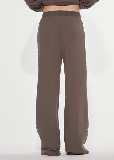 PANTALONE LUNGO IN FELPA CON BORCHIE ARMY GREY