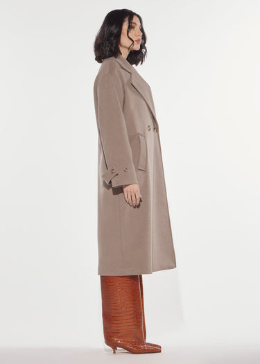 CAPPOTTO LUNGO CON RICAMO TAUPE