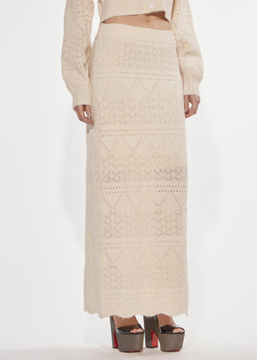 GONNA LUNGA IN MAGLIA PUNTO PIZZO ANGORA