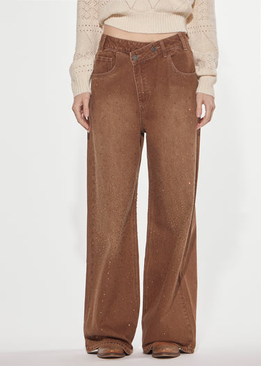 JEANS OVER CON STRASS BROWN SUGAR