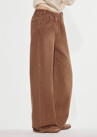JEANS OVER CON STRASS BROWN SUGAR