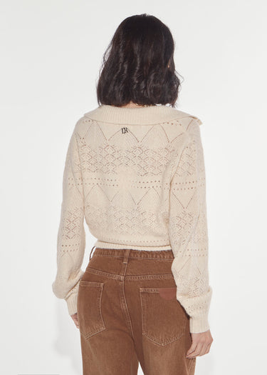 MAGLIA PUNTO PIZZO CON SCOLLO A POLO ANGORA