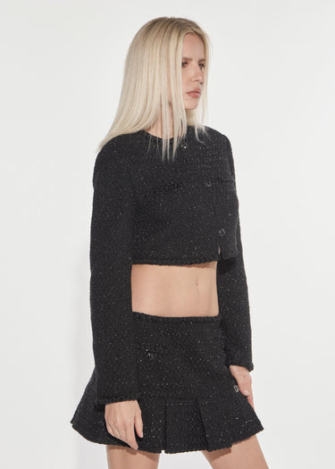 CROPPED BOUCLÉ JACKET BLACK