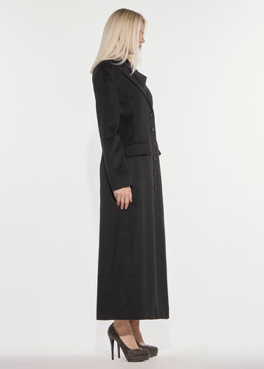 HOURGLASS LONG COAT IN WOOL BLEND BLACK