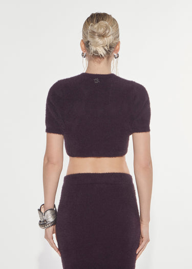 T-SHIRT CROPPED IN MAGLIA PUNTO PELLICCIA MOLE