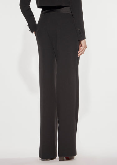 PANTALONE LUNGO A PALAZZO CON FASCIA IN RASO BLACK