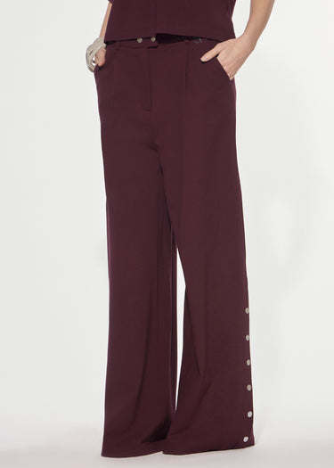 PANTALONE LUNGO IN PUNTO MILANO CON BOTTONI RED WINE