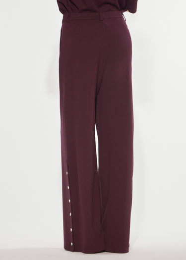 PANTALONE LUNGO IN PUNTO MILANO CON BOTTONI RED WINE