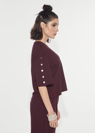 MILANO KNIT T-SHIRT WITH BUTTONS RED WINE