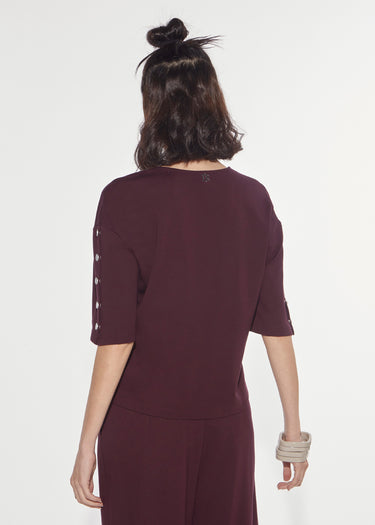 MILANO KNIT T-SHIRT WITH BUTTONS RED WINE