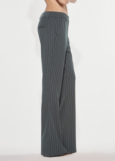 PANTALONE LUNGO FLARE GESSATO DEEP GREEN
