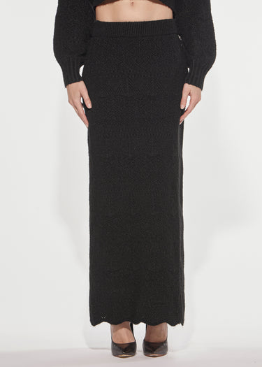 GONNA LUNGA IN MAGLIA PUNTO PIZZO BLACK