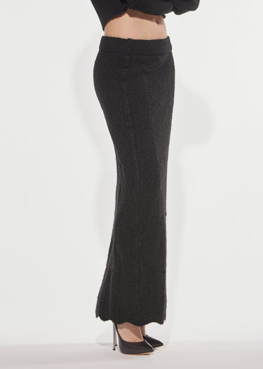 GONNA LUNGA IN MAGLIA PUNTO PIZZO BLACK