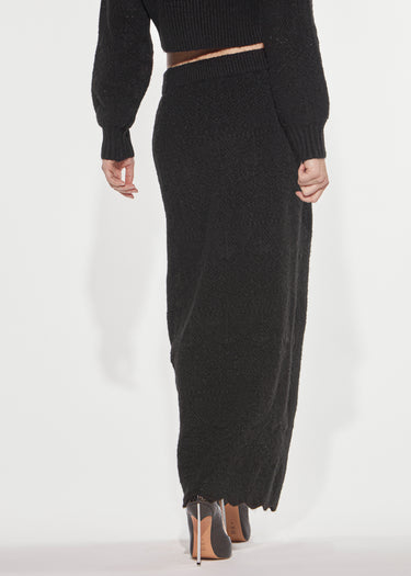 GONNA LUNGA IN MAGLIA PUNTO PIZZO BLACK