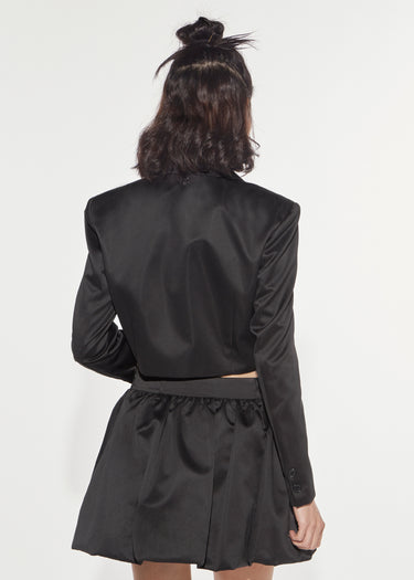BLAZER CROPPED IN DUCHESSE BLACK