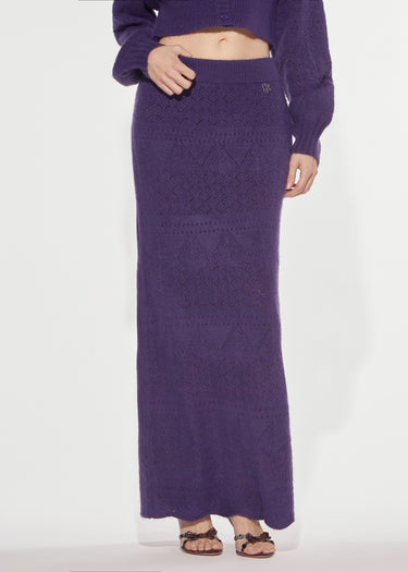 GONNA LUNGA IN MAGLIA PUNTO PIZZO PURPLE