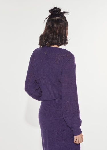 CARDIGAN IN MAGLIA PUNTO PIZZO PURPLE