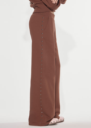 PANTALONE LUNGO IN FELPA CON BORCHIE DOWNTOWN BROWN