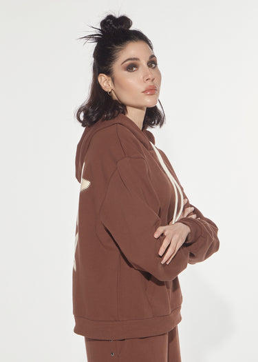 FELPA ECLECTIC IN COTONE CON BORCHIE DOWNTOWN BROWN