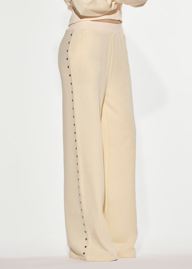 PANTALONE LUNGO IN FELPA CON BORCHIE BUTTER YELLOW