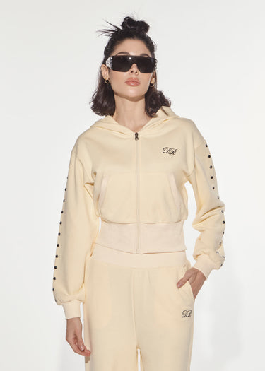 FELPA ECLECTIC IN COTONE CON BORCHIE E ZIP BUTTER YELLLOW