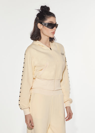 FELPA ECLECTIC IN COTONE CON BORCHIE E ZIP BUTTER YELLLOW