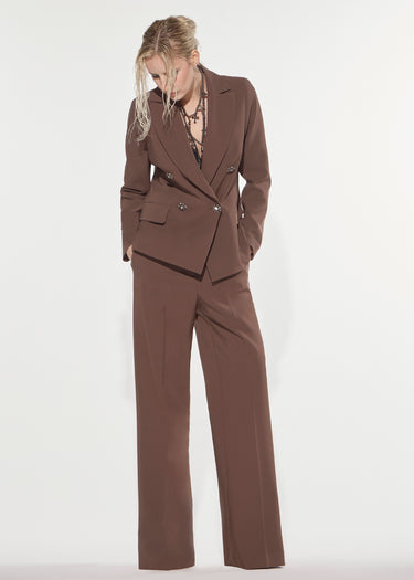 BLAZER DOPPIOPETTO CON BOTTONI GIOIELLO CHOCOLATE