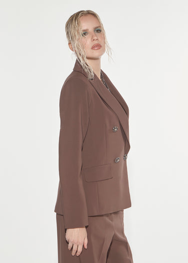 BLAZER DOPPIOPETTO CON BOTTONI GIOIELLO CHOCOLATE